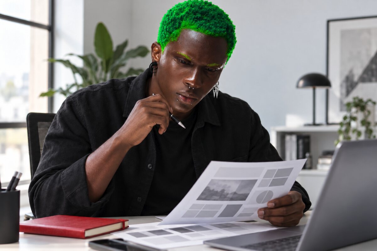 Steeve Aukingso relit un rapport d'audit imprimé à son bureau, stylo à la main