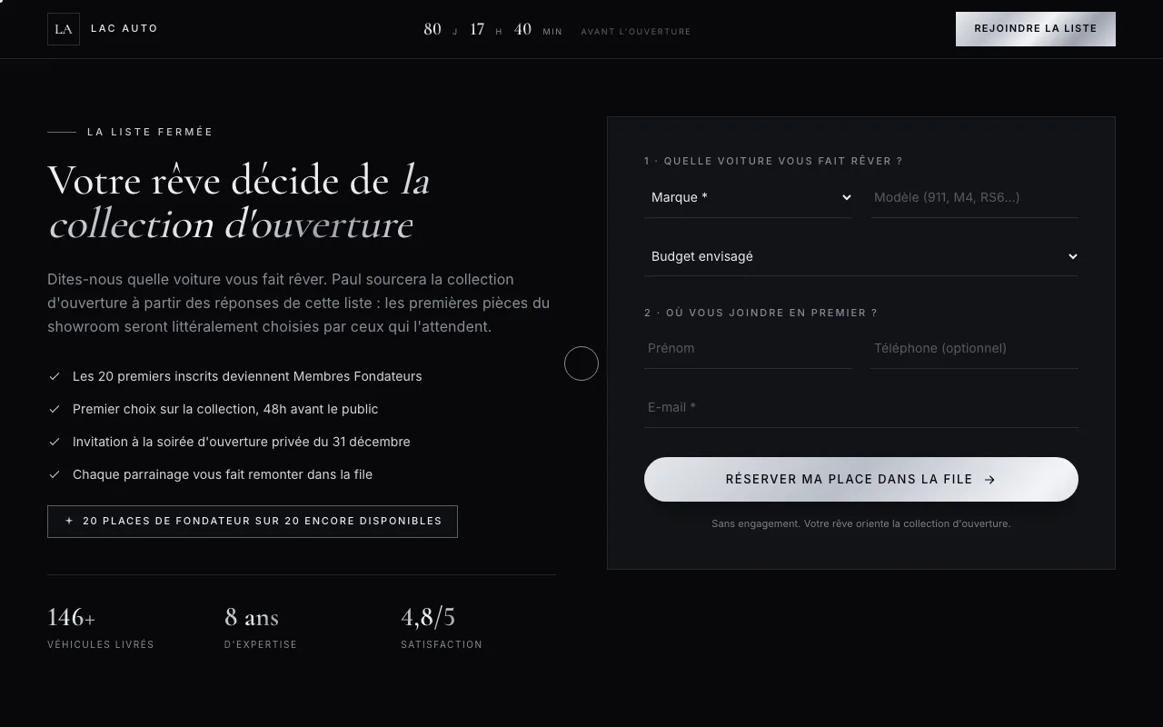 LAC AUTO : formulaire de préférences pour préparer la collection d’ouverture