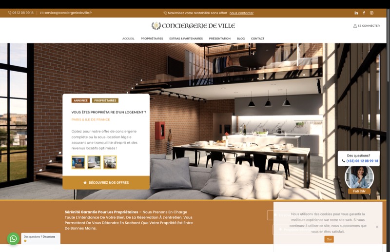 Conciergerie de Ville, site vitrine + blog réalisé par Kreative Monster