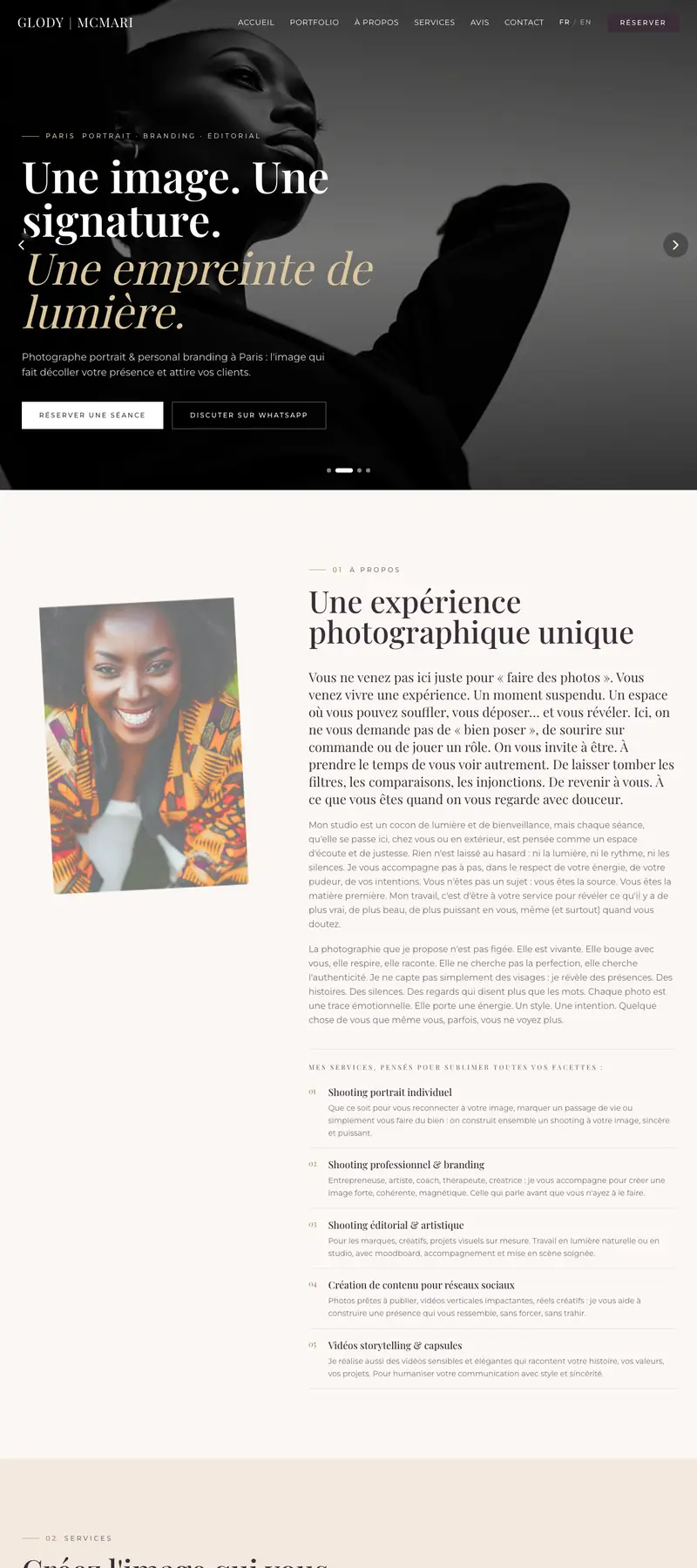 Glody McMari - Photographe, site photographe réalisé par Kreative Monster