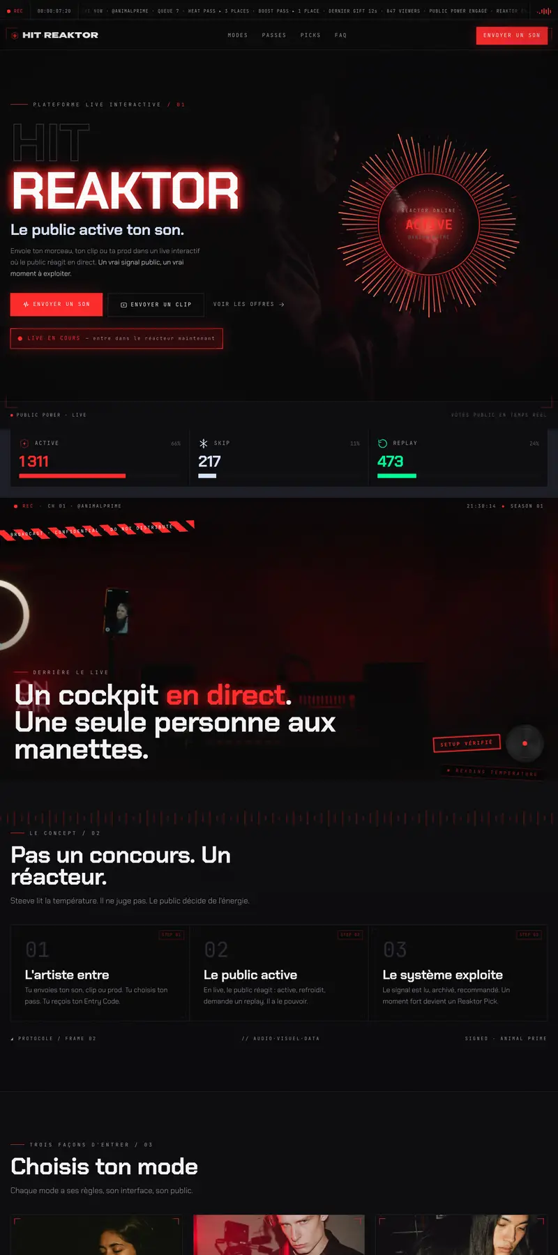 HIT REAKTOR - Interaction live, application web réalisé par Kreative Monster