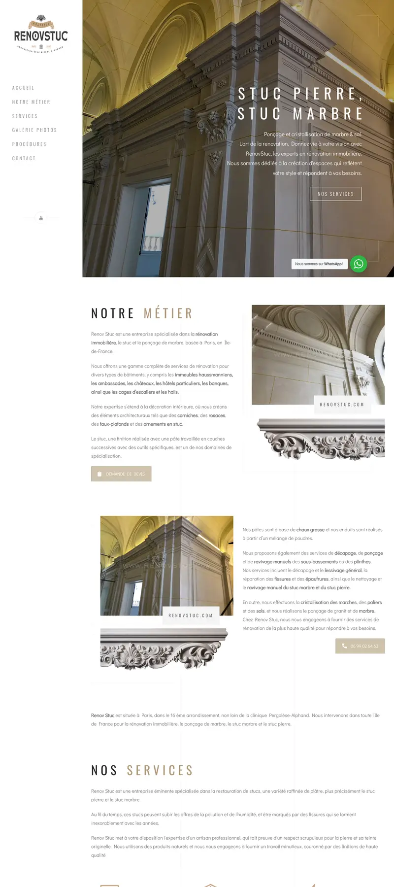 RenovStuc - Stuc & Marbre, site artisan réalisé par Kreative Monster