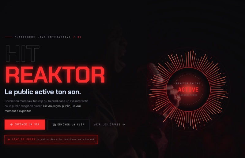 HIT REAKTOR - Interaction live, application web réalisé par Kreative Monster