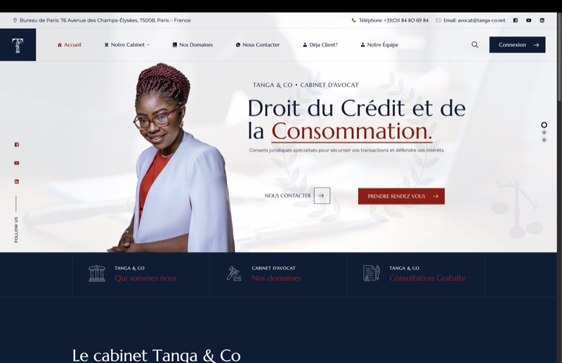 Tanga & Co - Cabinet d'avocat, site corporate réalisé par Kreative Monster